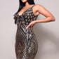 Women's Spaghetti Strap Holiday Sequins Plunge Mini Dress