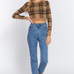 Women's Sleeve Check Crop Sweater