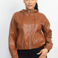 Women's Faux Leather Hoodie Jacket