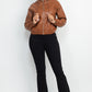 Women's Faux Leather Hoodie Jacket
