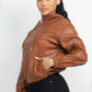 Women's Faux Leather Hoodie Jacket