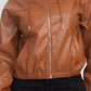 Women's Faux Leather Hoodie Jacket