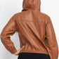 Women's Faux Leather Hoodie Jacket