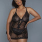 Women's 2 Pc Unlined Lace Cups Babydoll Sheer Mesh And Lace Front Panels Design