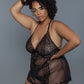 Women's 2 Pc Unlined Lace Cups Babydoll Sheer Mesh And Lace Front Panels Design