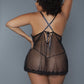 Women's 2 Pc Unlined Lace Cups Babydoll Sheer Mesh And Lace Front Panels Design