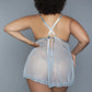 Women's 2 Pc Unlined Lace Cups Babydoll Sheer Mesh And Lace Front Panels Design
