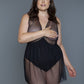 Women's 1 Pc Deep V-neck Mesh Babydoll