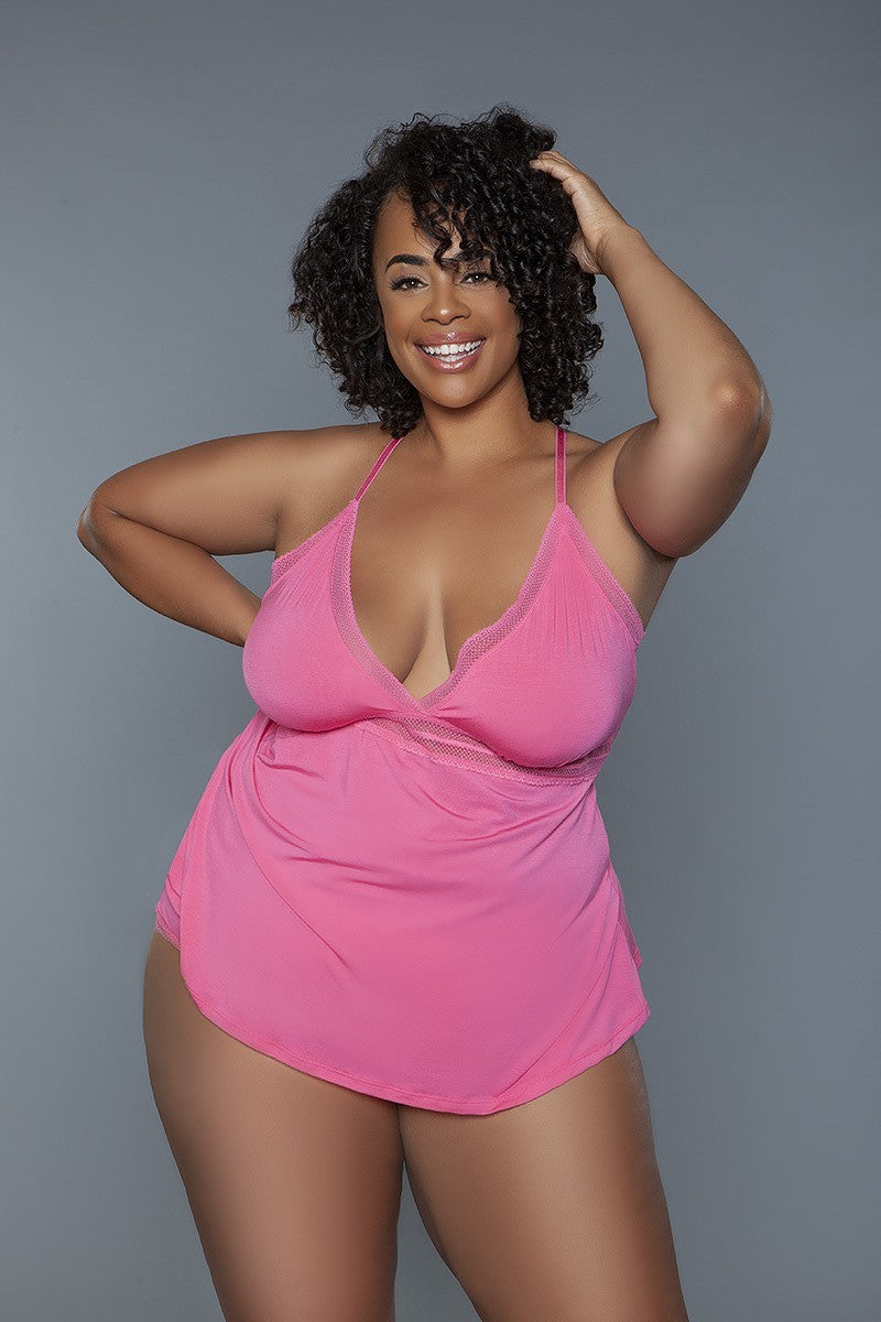 Women's 2 Pc V-neckline Cami Set With Wire Free Bralette
