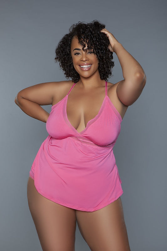 Women's 2 Pc V-neckline Cami Set With Wire Free Bralette