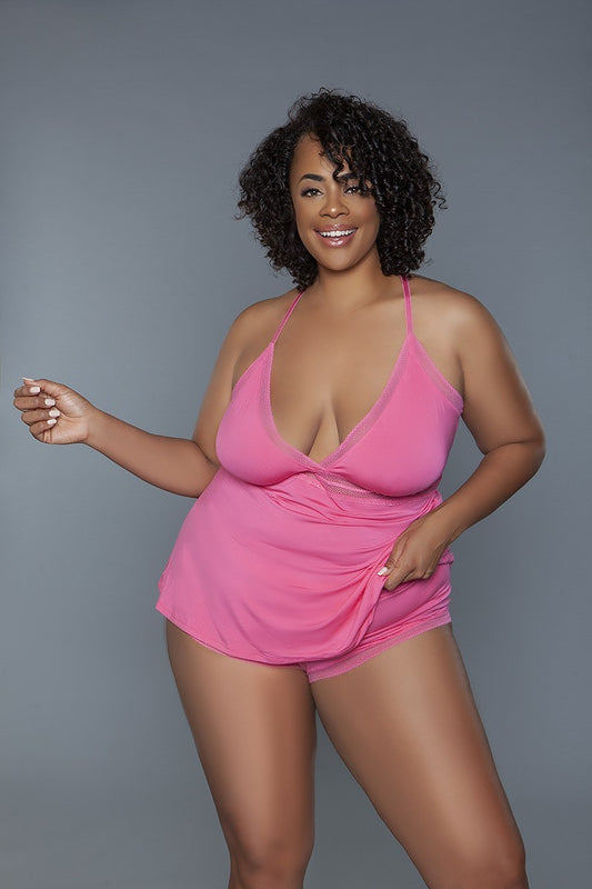 Women's 2 Pc V-neckline Cami Set With Wire Free Bralette