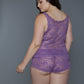Women's 2 Pc Tank Set With All Body Floral Lace Design