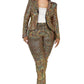 Women's Plus Disco Sparkling Metallic Sequins Two Piece Jacket Set (1X & 2X Only)