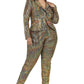 Women's Plus Disco Sparkling Metallic Sequins Two Piece Jacket Set (1X & 2X Only)