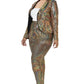 Women's Plus Disco Sparkling Metallic Sequins Two Piece Jacket Set (1X & 2X Only)