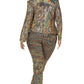 Women's Plus Disco Sparkling Metallic Sequins Two Piece Jacket Set (1X & 2X Only)