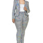 Women's Plus Disco Sparkling Metallic Sequins Two Piece Jacket Set (2X & 3X Only)