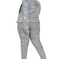 Women's Plus Disco Sparkling Metallic Sequins Two Piece Jacket Set (2X & 3X Only)