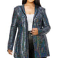 Women's Plus Disco Metallic Sequins Double Breasted Blazer (1X Only)