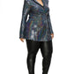 Women's Plus Disco Metallic Sequins Double Breasted Blazer (1X Only)