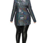 Women's Plus Disco Metallic Sequins Double Breasted Blazer (1X Only)
