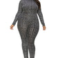 Women's Plus Geo Pattern Glitter Printed Jumpsuit (2X & 3X Only)