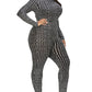 Women's Plus Geo Pattern Glitter Printed Jumpsuit (2X & 3X Only)