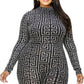 Women's Plus Geo Pattern Glitter Printed Jumpsuit (2X & 3X Only)