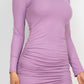 Women's Ribbed long sleeve drawstring bodycon dress