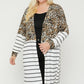 Women's Long sleeves print-striped cardigan
