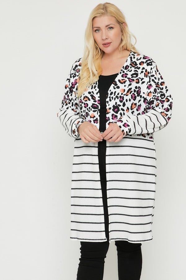 Women's Women's Long Sleeve Print-striped Cardigan