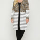 Women's Long sleeves print-striped cardigan