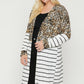 Women's Long sleeves print-striped cardigan