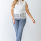 Women's Plus Cotton Floral Lace Embroidery Detail Top