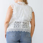 Women's Plus Cotton Floral Lace Embroidery Detail Top