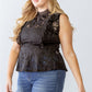Women's Plus Lace Mesh Ruffle Detail Sleeveless Flare Hem Top (1X & 3X Only)