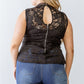 Women's Plus Lace Mesh Ruffle Detail Sleeveless Flare Hem Top (1X & 3X Only)
