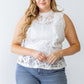 Women's Plus Lace Mesh Ruffle Detail Sleeveless Flare Hem Top