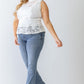 Women's Plus Lace Mesh Ruffle Detail Sleeveless Flare Hem Top