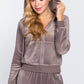 Women's Long Sleeve Velour Hoodie Zip Up Jacket