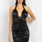 Women's Halter Satin Ruching Dress
