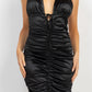 Women's Halter Satin Ruching Dress