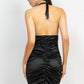 Women's Halter Satin Ruching Dress