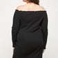 Women's Plus Size, Solid Smocked Off Shoulder Dress