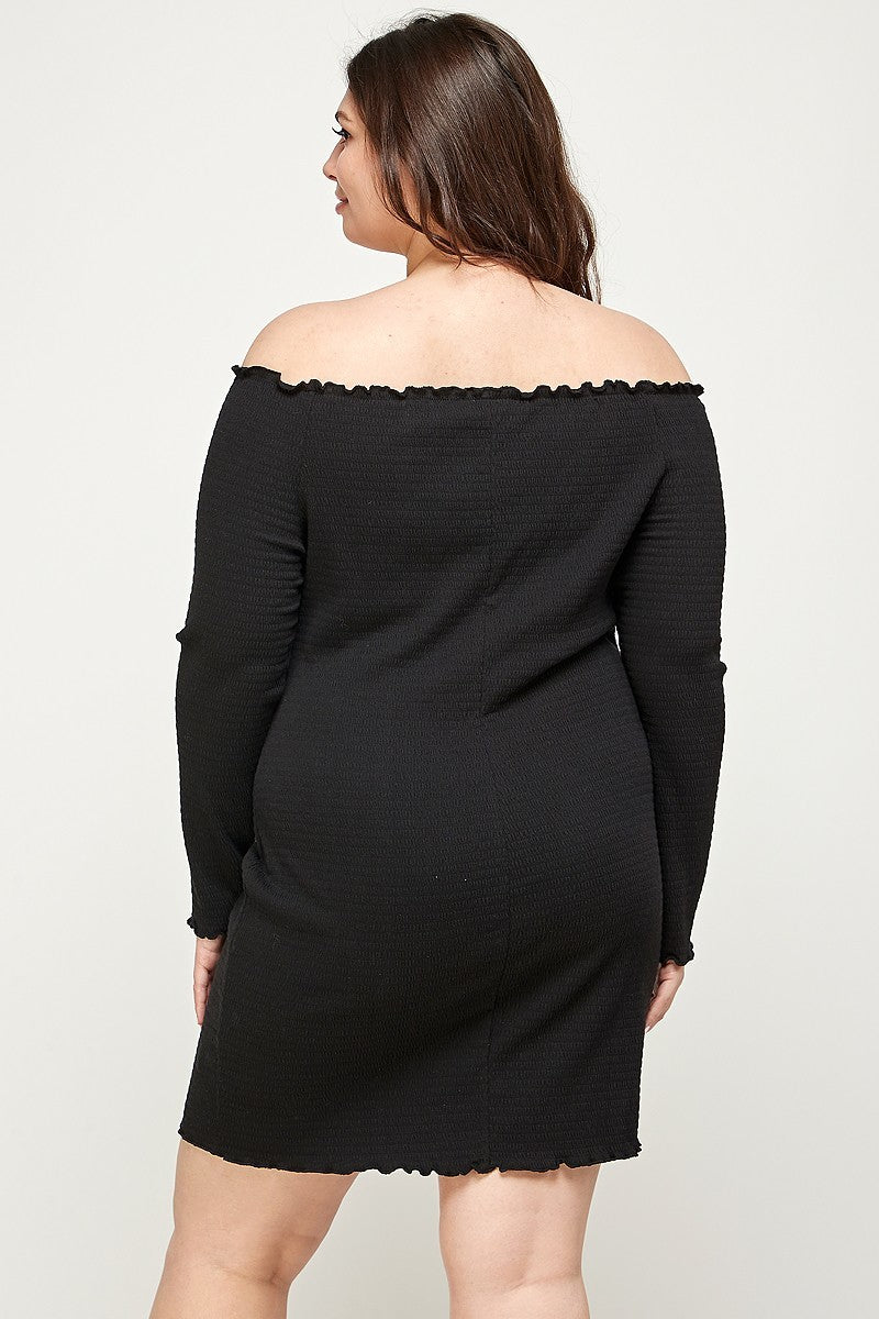 Women's Plus Size, Solid Smocked Off Shoulder Dress