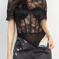 Women's Floral Lace Corset Keyhole Bodysuit