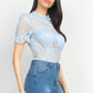 Women's Floral Lace Corset Keyhole Bodysuit
