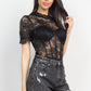 Women's Floral Lace Corset Keyhole Bodysuit