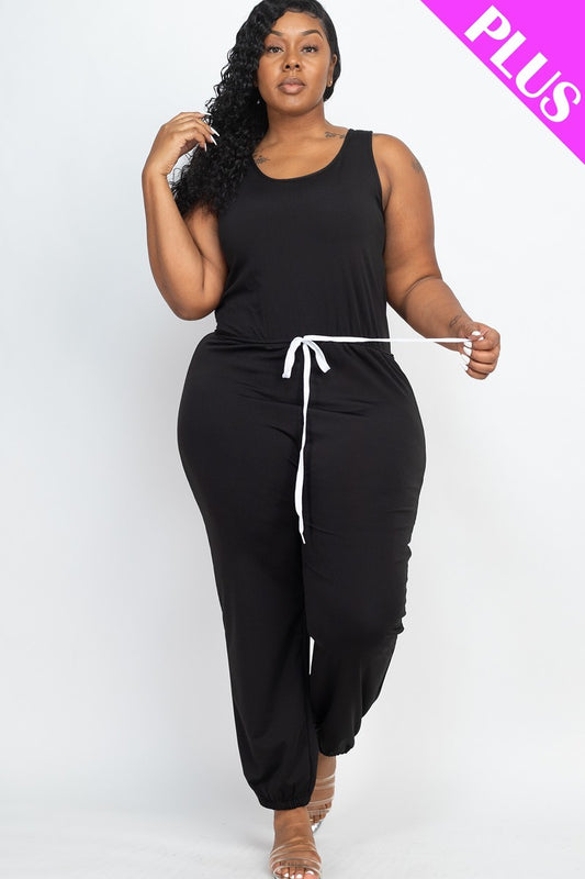 Women's Women's Plus Elasticized Waist Jogger Jumpsuit