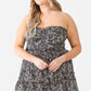 Women's Plus Floral Print Ruched Ruffle Smocked Back Top & High Waist Flare Hem Mini Skirt Set